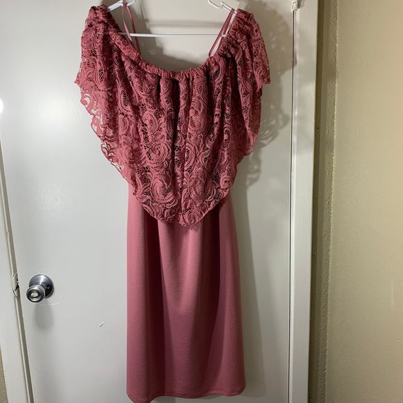 LOVE J BLUSH OFF THE SHOULDER DRESS - Picture 2 of 5